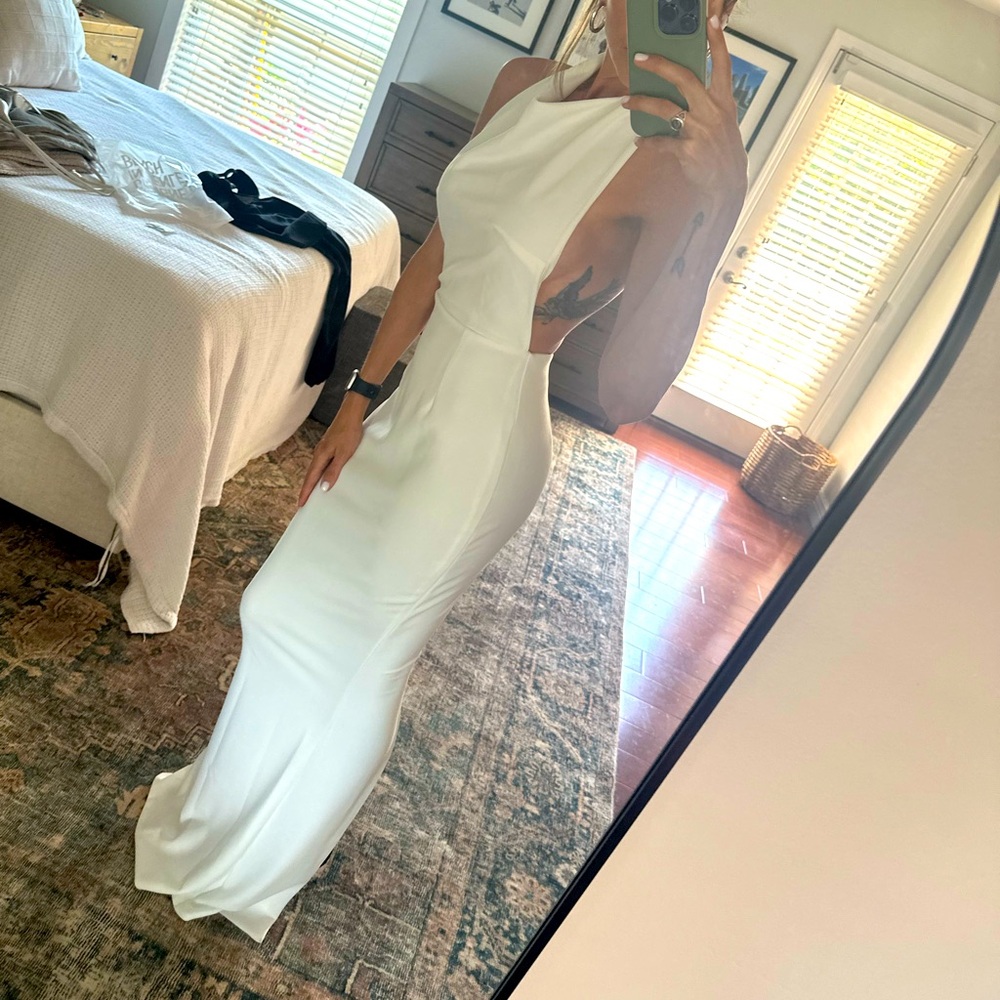 White Backless Maxi Dress